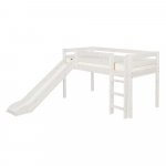 Pat semi-inalt alb cu tobogan si scara dreapta 90x200 cm Flexa Classic