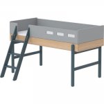 Pat semi-inalt Flexa Popsicle Blueberry cu scara inclinata 90x200 cm