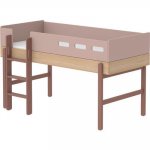 Pat semi-inalt Flexa Popsicle Cherry cu scara dreapta 90x200 cm