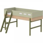 Pat semi-inalt Flexa Popsicle Kiwi cu scara inclinata 90x200 cm