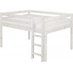 Pat semi-inalt alb cu scara dreapta 140x200 cm Flexa Classic