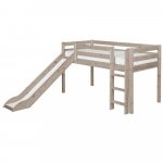 Pat semi-inalt terra cu tobogan si scara dreapta 90x200 cm Flexa Classic