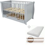 Patut lemn masiv de fag cu sertar Anto Exclusive Grey + Saltea Cocos