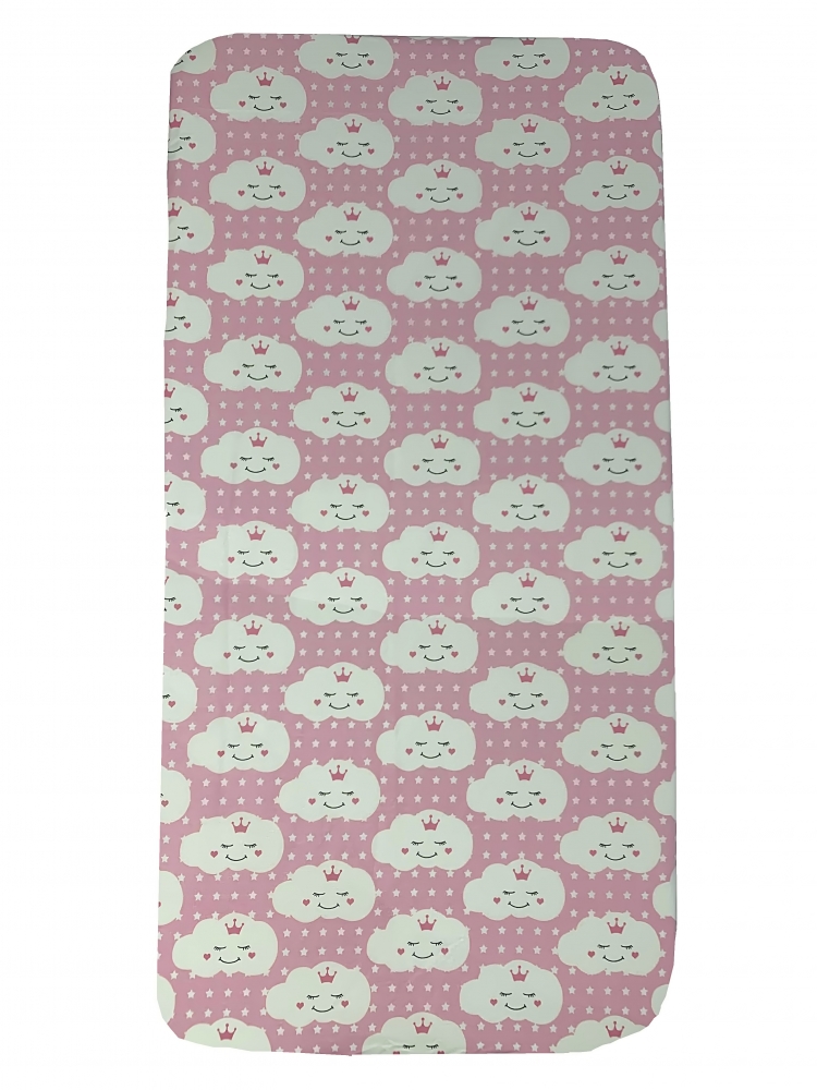 Cearsaf cu elastic roata 120x60 cm Norisori zambareti roz