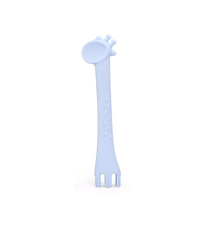 Lingurita din silicon 2 in 1 Giraffe Blue Alimentatie imagine noua responsabilitatesociala.ro