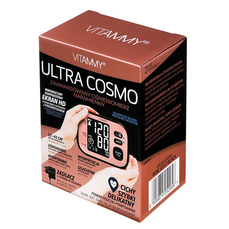 Tensiometru electronic de brat Vitammy Ultra Cosmo manseta 22-42 cm negruroz 22-42 imagine noua responsabilitatesociala.ro
