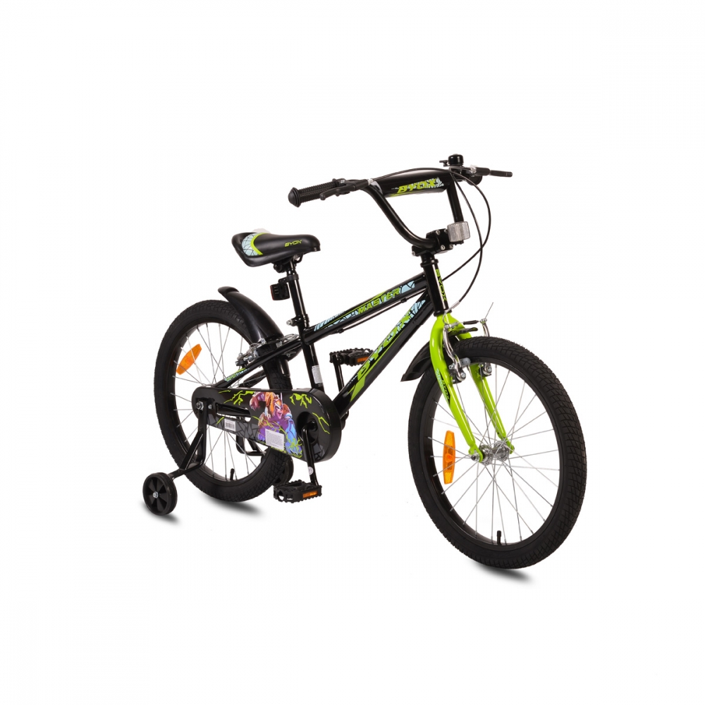 Bicicleta pentru baieti cu roti ajutatoare Byox Master Prince Black 20 inch Biciclete copii imagine 2022
