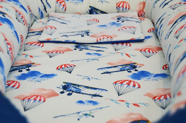 Cuib bebelusi ingrids fabrics avioane albastru bumbac 100