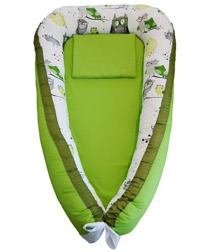 Cuib bebelusi ingrids fabrics bufnite verde bumbac 100
