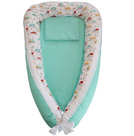 Cuib bebelusi Ingrids Fabrics Masinute mint bumbac 100