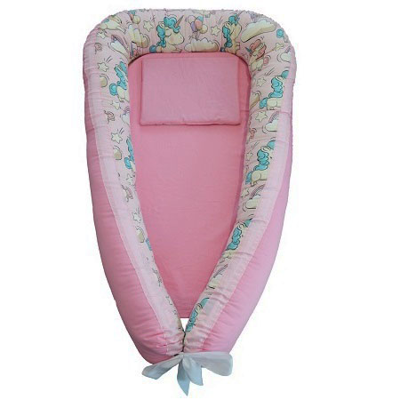 Cuib bebelusi ingrids fabrics unicorni roz bumbac 100