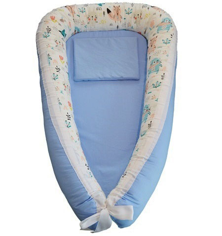 Cuib bebelusi ingrids fabrics ursulet cu esarfa blue bumbac 100