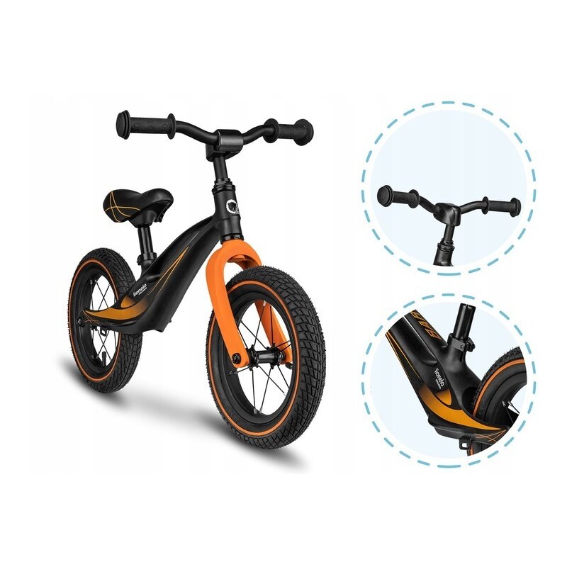 Bicicleta usoara Bart Air fara pedale roti gonflabile reglabila 12 inch negru Lionelo - 2