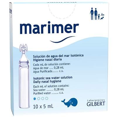 Solutie sterila de apa de mare Marimer Izotonic 10 doze Gilbert Aspiratoare Nazale