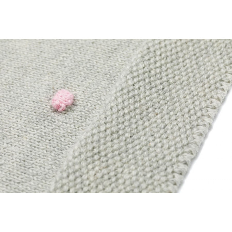 Patura tricotata 100 bumbac grey pink Fillikid 100 imagine noua responsabilitatesociala.ro