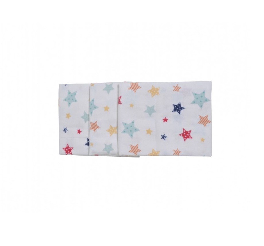 Set 3 scutece din finet 80x80 cm Nichiduta Colorful Stars - 1 | YEO