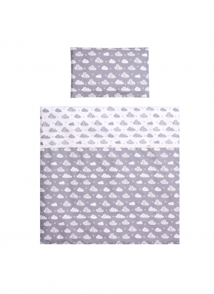 Set lenjerie pat 7 piese eva pentru pat balansoar grey clouds