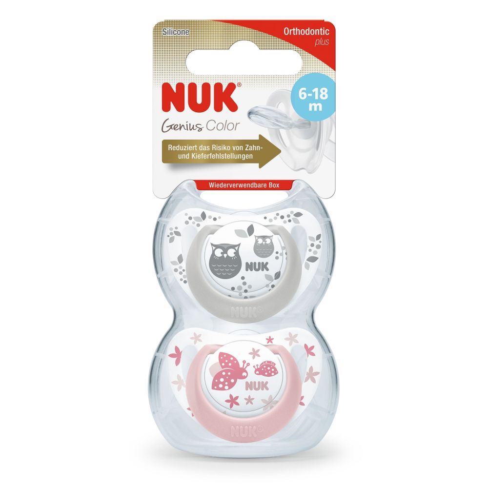 Set 2 suzete Nuk Genius Color silicon M2 rose 6-18 luni