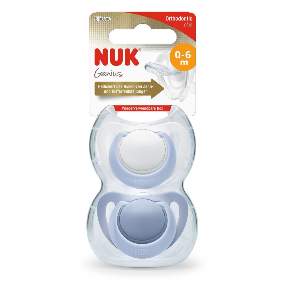 Set 2 suzete Nuk Genius silicon M1 blue 0-6 luni