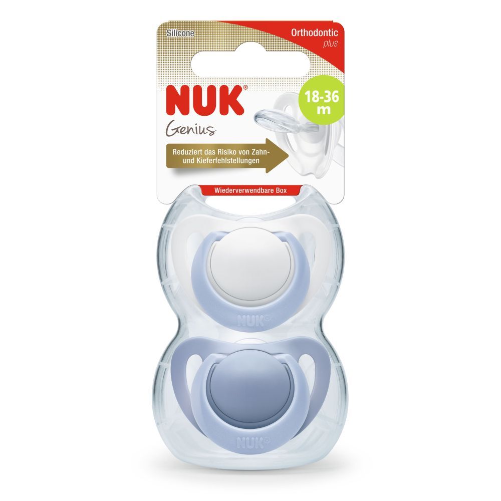 Set 2 suzete Nuk Genius silicon M3 blue 18-36 luni