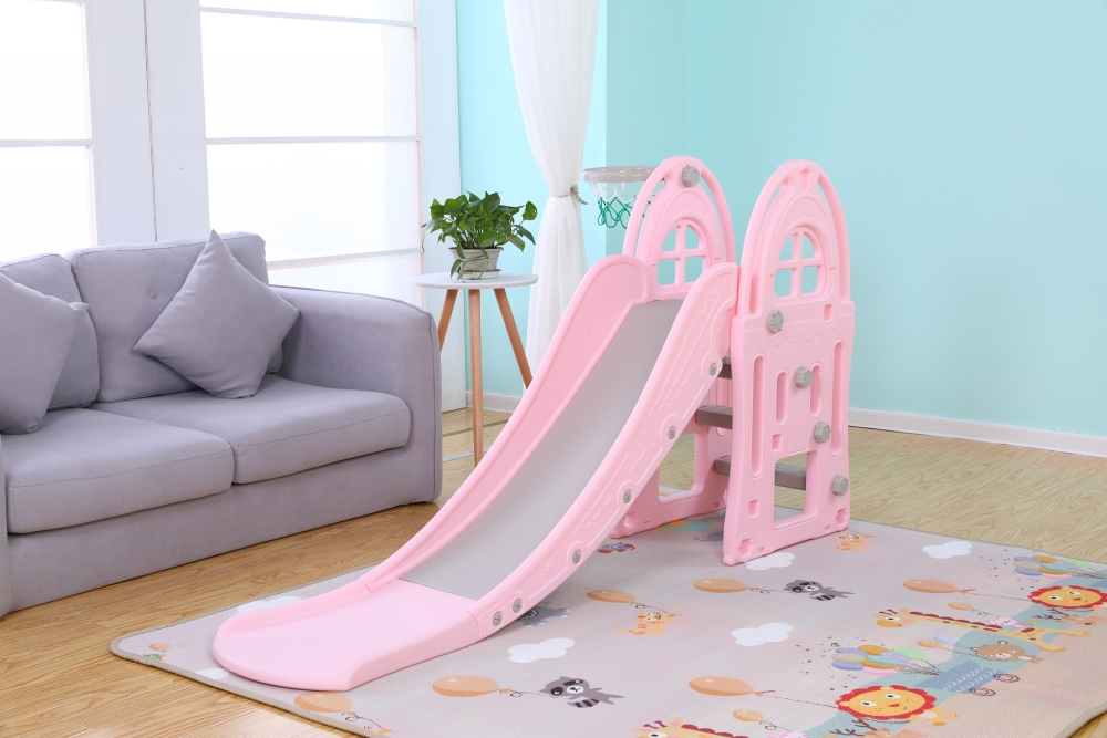 Tobogan pentru copii cu cos de baschet Nichiduta Garden Happy Kid Pink - 2 | YEO