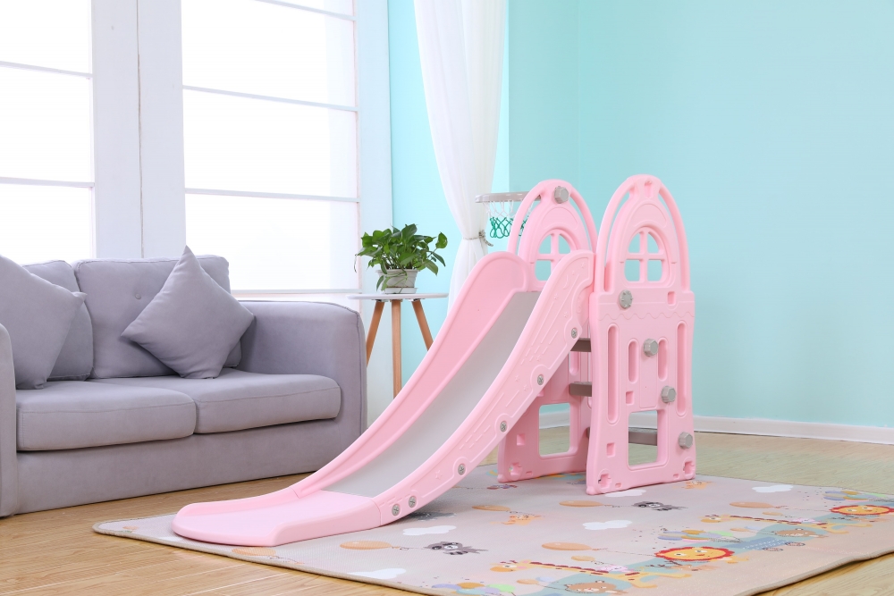 Tobogan pentru copii cu cos de baschet Nichiduta Garden Happy Kid Pink - 3 | YEO