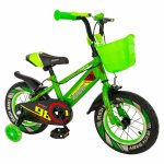 Bicicleta baieti Rich Baby 16 R1607A C-Brake otel roti ajutatoare cu Led 4-6 ani verde/negru
