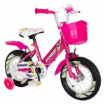 Bicicleta fete Rich Baby16 R1608A C-Brake otel roti ajutatoare cu Led 4-6 ani fucsia/alb