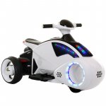 Motocicleta electrica C-toys copii Space Ship cu acumulator muzica si lumini alb