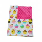 Paturica bebelusi Ingrids Fabrics bumbac plush minky dots Briose fucsia 75x95 cm