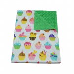 Paturica bebelusi Ingrids Fabrics bumbac plush minky dots Briose verde 75x95 cm