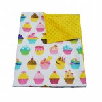 Paturica bebelusi Ingrids Fabrics bumbac plush minky dots Briose yellow 75x95 cm