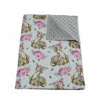 Paturica bebelusi Ingrids Fabrics bumbac plush minky dots Caprioare sand 75x95 cm