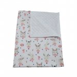 Paturica bebelusi Ingrids Fabrics bumbac plush minky dots Iepurila balerina alb 75x95 cm