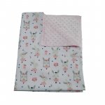 Paturica bebelusi Ingrids Fabrics bumbac plush minky dots Iepurila balerina roz 75x95 cm