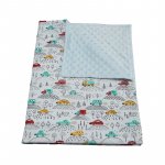 Paturica bebelusi Ingrids Fabrics bumbac plush minky dots Masinute blue 75x95 cm