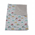 Paturica bebelusi Ingrids Fabrics bumbac plush minky dots Masinute gri 75x95 cm