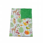 Paturica bebelusi Ingrids Fabrics bumbac plush minky dots Prietenii padurii verde 75x95 cm