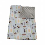 Paturica bebelusi Ingrids Fabrics bumbac plush minky dots Urs si arici sand 75x95 cm