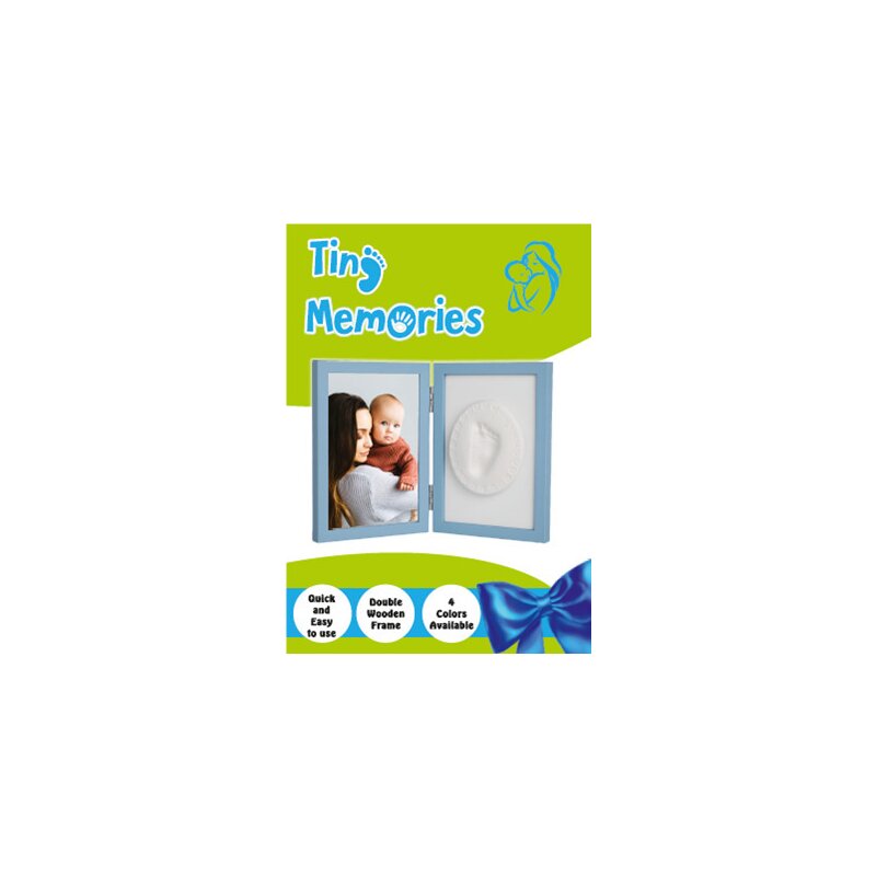 Kit rama foto 10x15 cm cu amprenta Tiny Memorie Baby HandPrint non-toxic albastru - 2 | YEO