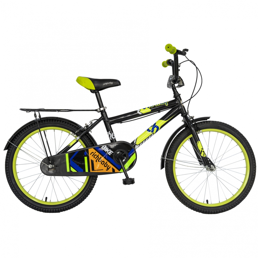 Bicicleta copii 20 inch Rich Baby R2001A negru verde 7-10 ani