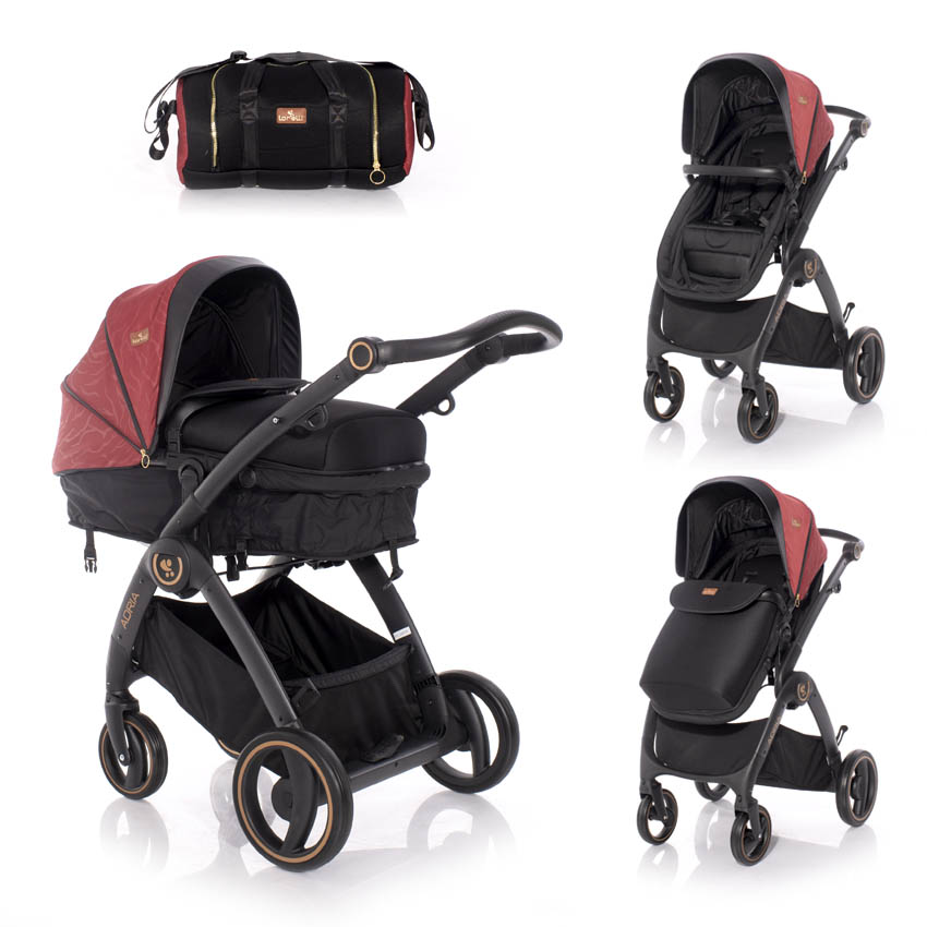 Carucior transformabil adria cadru din aluminiu black red