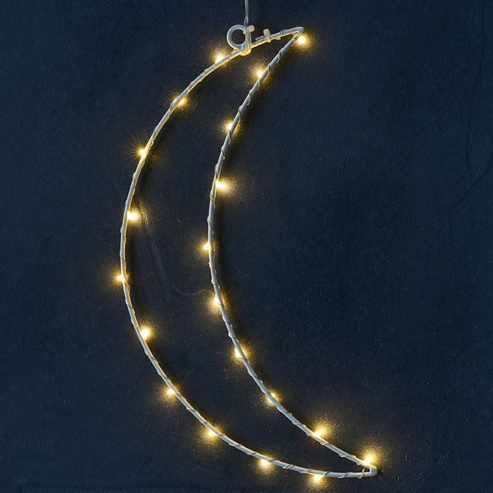 Decoratiune luminoasa luna liva 31 cm 40 led-uri alb