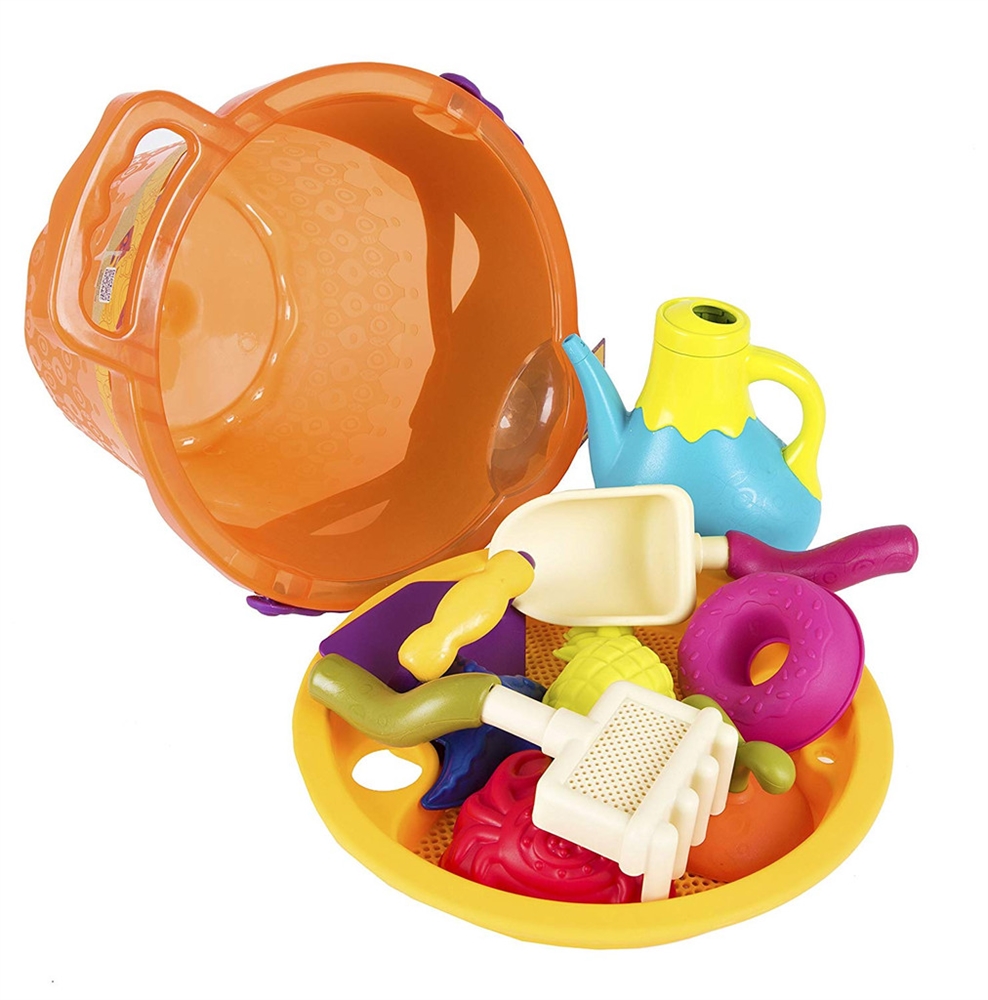 Galeata si jucarii de nisip portocalie b.toys