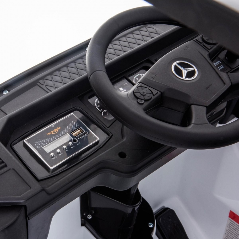 Camion electric 4X4 cu scaun din piele si roti EVA Mercedes Actros White - 4