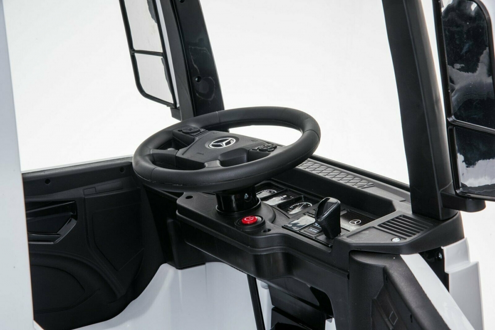 Camion electric 4X4 cu scaun din piele si roti EVA Mercedes Actros White - 5