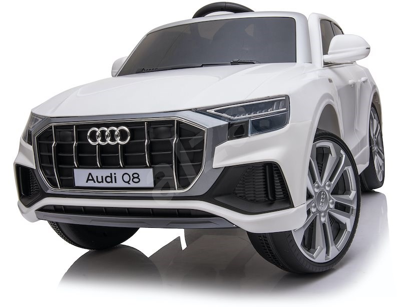 Masinuta electrica cu scaun de piele si roti din cauciuc EVA Audi Q8 White - 3