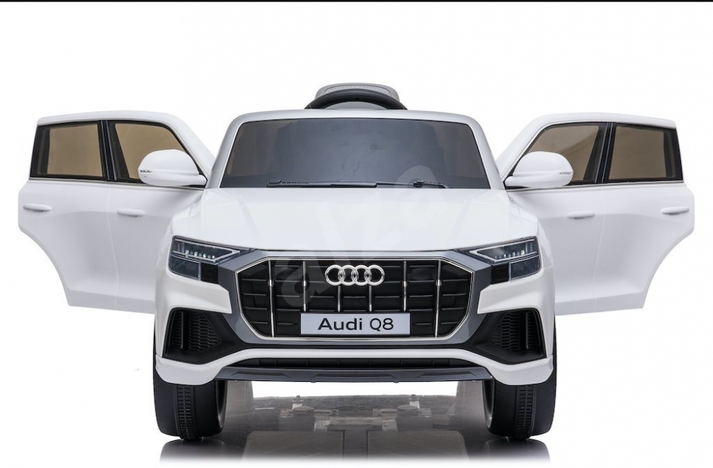Masinuta electrica cu scaun de piele si roti din cauciuc EVA Audi Q8 White - 5
