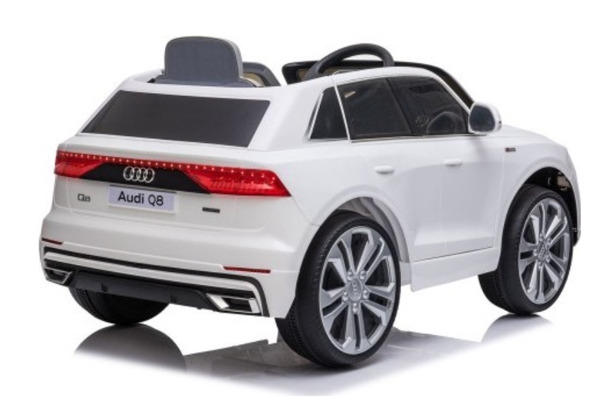 Masinuta electrica cu scaun de piele si roti din cauciuc EVA Audi Q8 White - 6