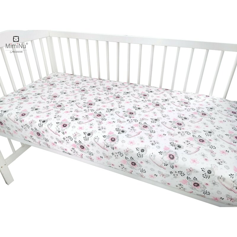 Cearceaf cu elastic 120x60 cm birds pink